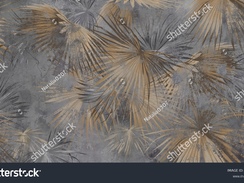stock-photo-drawn-exotic-tropical-leaves-on-concrete-grunge-wall-floral-background-design-for-wallpa