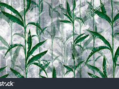 stock-photo-tropical-leaves-in-the-form-of-vines-on-a-textured-background-in-green-gray-tones-photo-