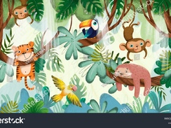stock-photo--funny-cute-animals-having-fun-on-the-branches-in-the-tropics-art-drawing-children-s-ani