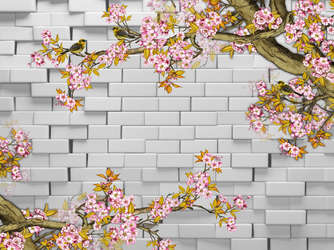 3D фотообои Цветы стена